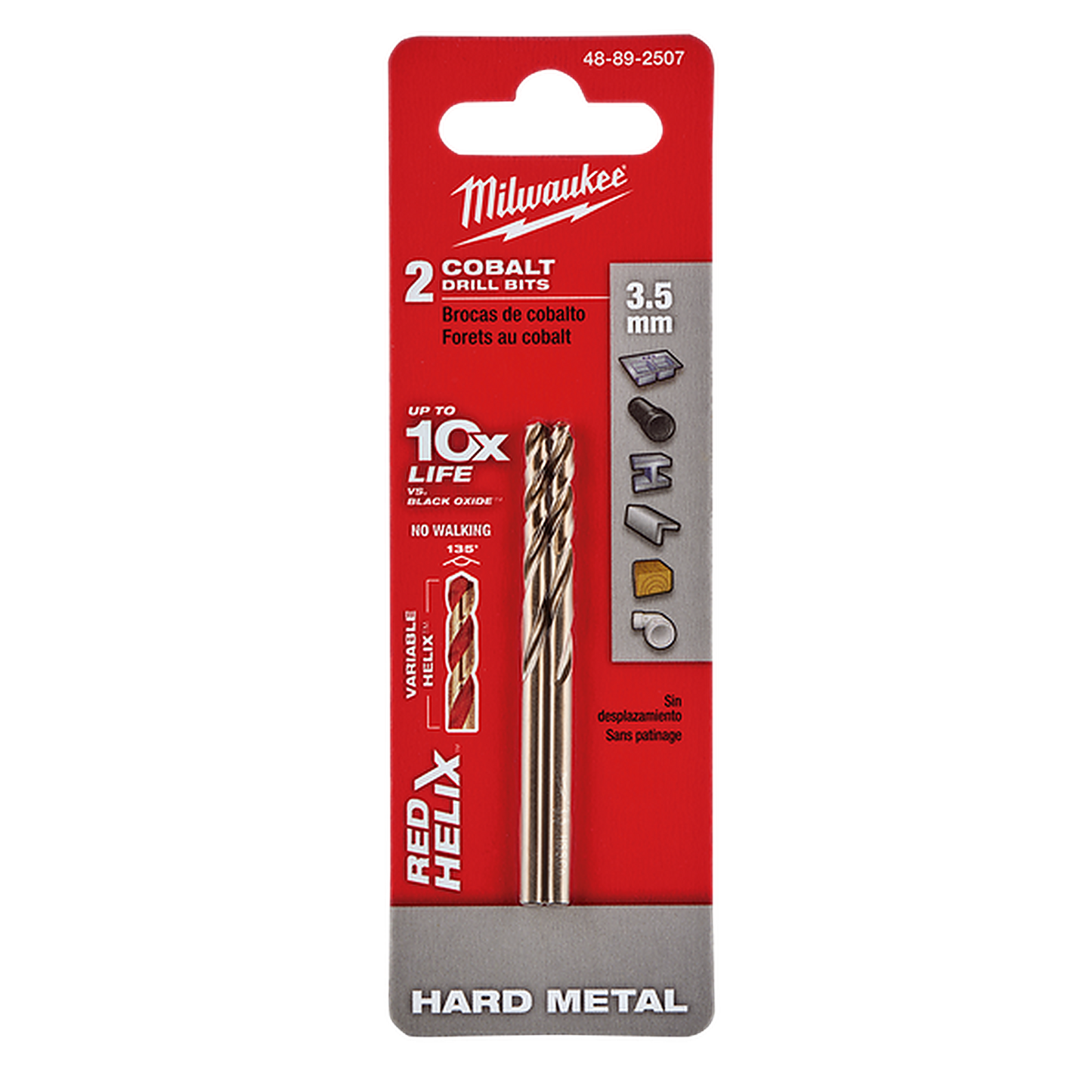 Milwaukee Red Helix Cobalt Drill Bit 3.5mm 2 Pack 48892507