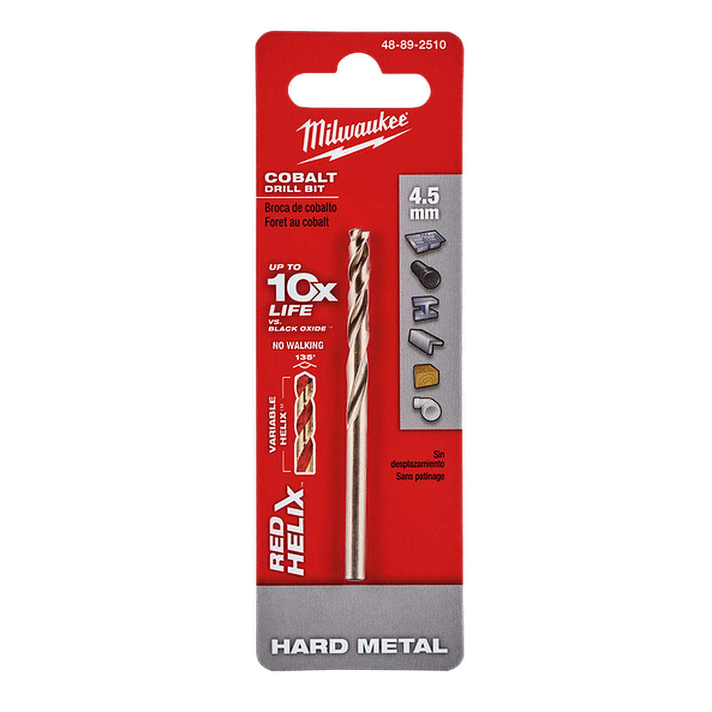 Milwaukee Red Helix Cobalt Drill Bit 4.5mm 48892510