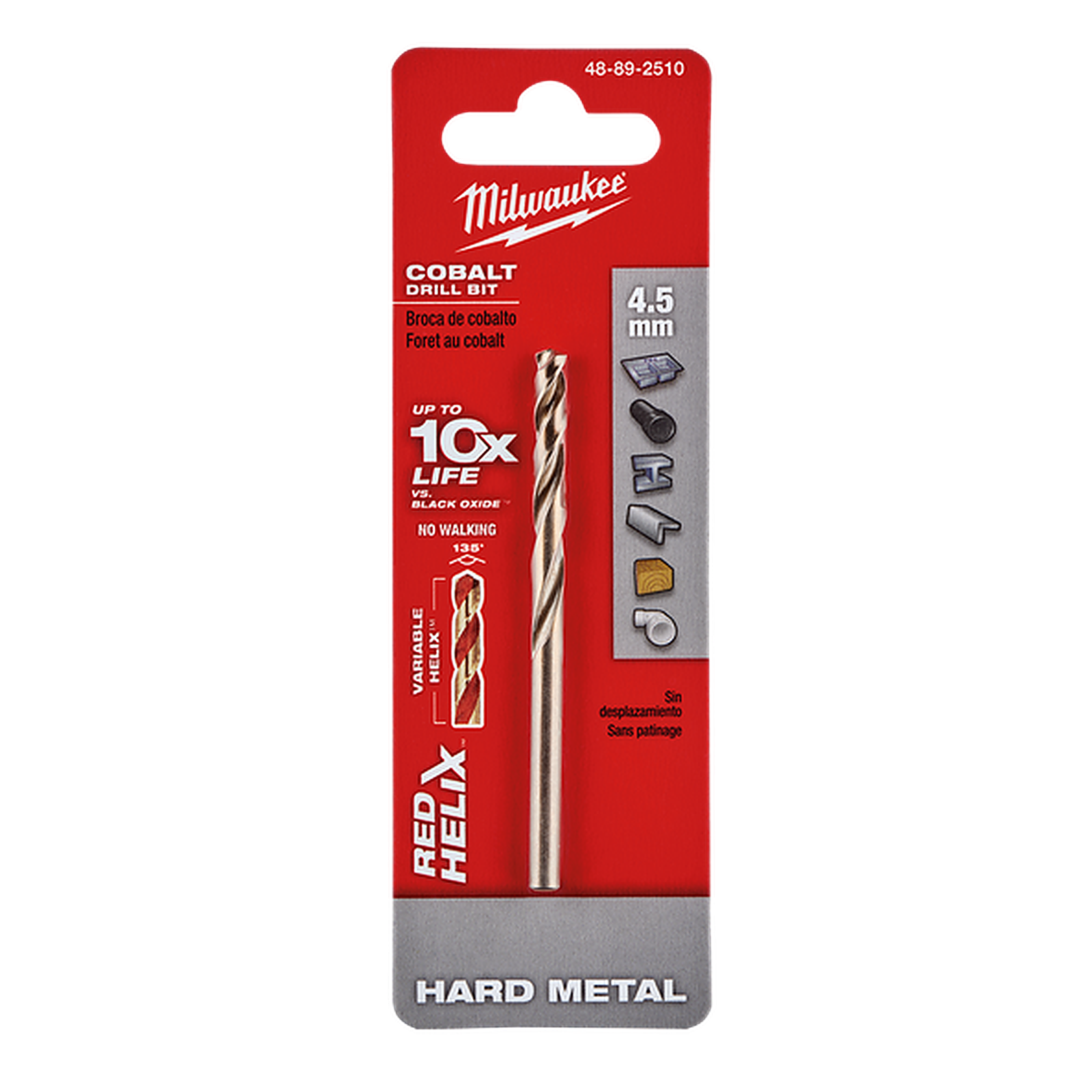 Milwaukee Red Helix Cobalt Drill Bit 4.5mm 48892510