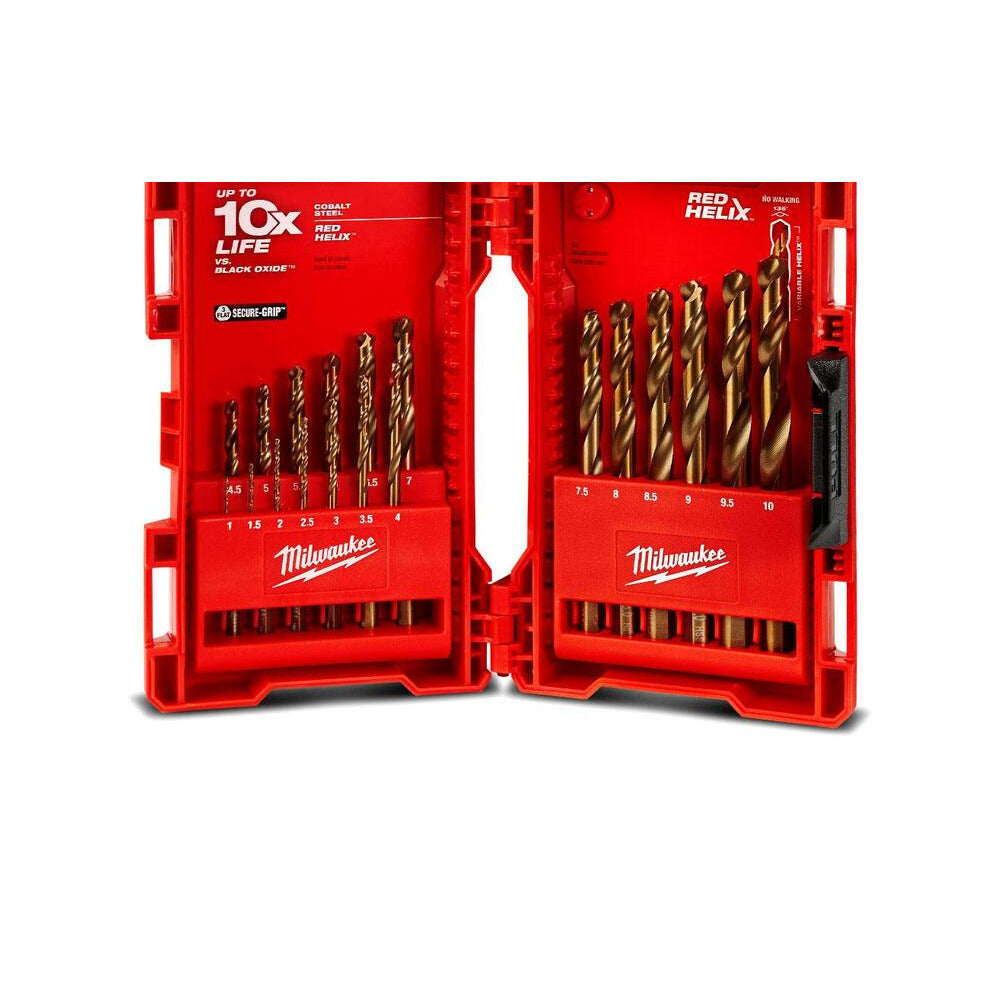 Milwaukee 48892530 19pce RED HELIX Cobalt Drill Bit Set