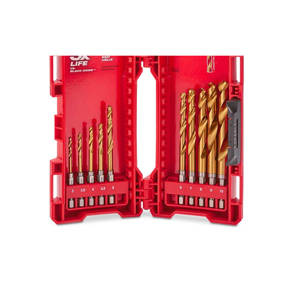 Milwaukee 48894859 10pce SHOCKWAVE™ RED HELIX™ Titanium Drill Bit Kit