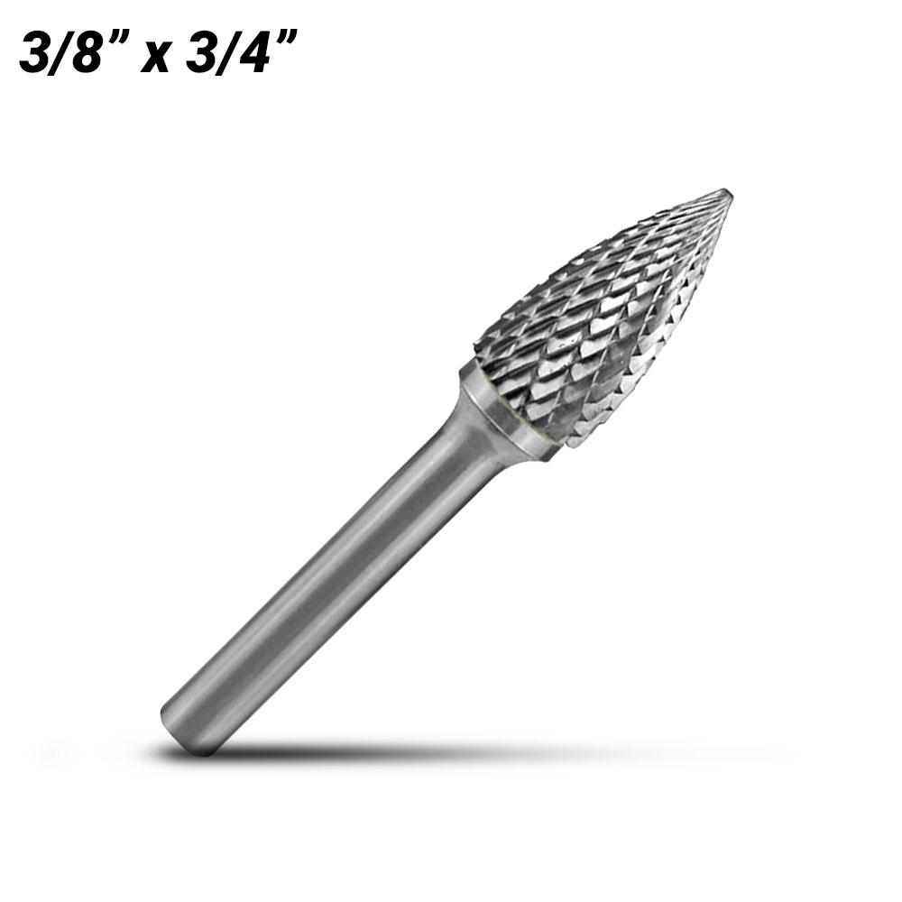 Holemaker CB-SG3 3/8" x 3/4" Tree Shape Pointed Carbide Burr