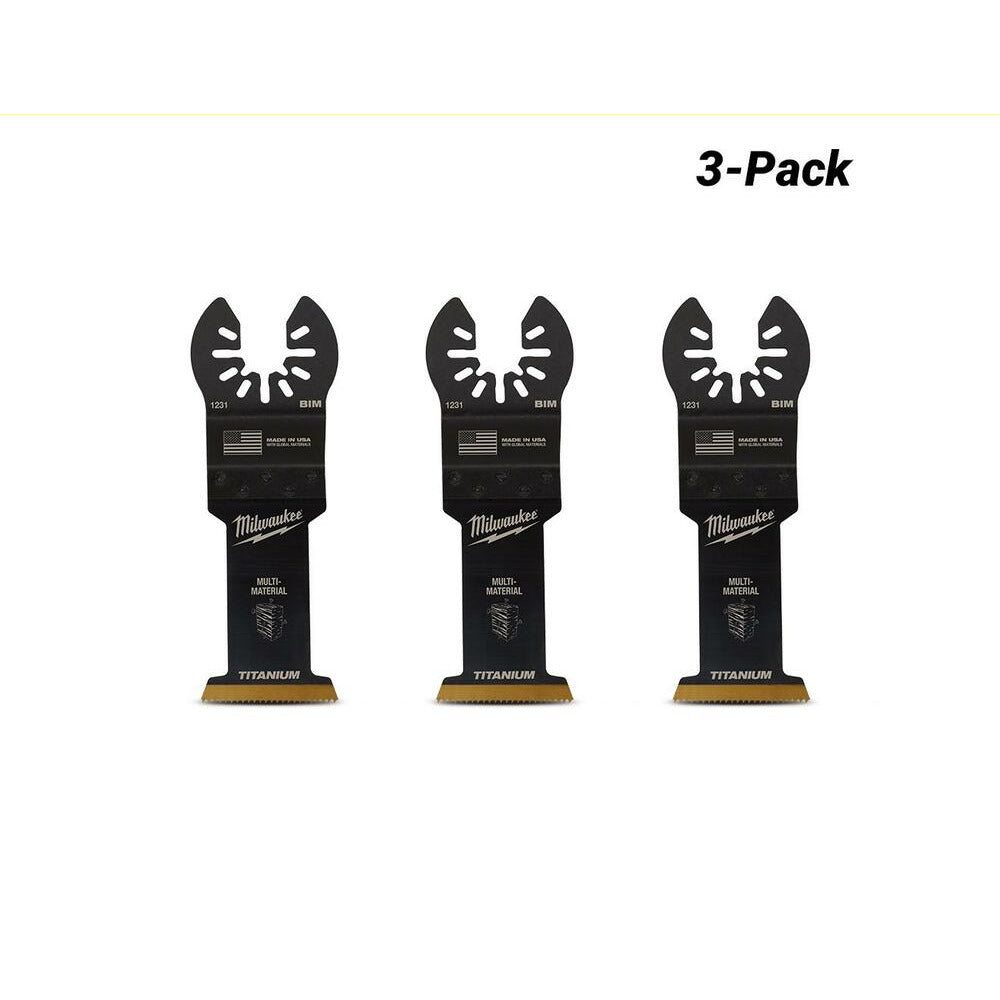Milwaukee 49251233 3-Pack 35mm (1 3/8") OPEN-LOK Titanium Enhanced Bi-Metal Multi-Material Blade