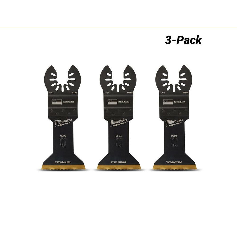 Milwaukee 49251263 3-Pack 45mm (1 3/4") OPEN-LOK Titanium Enhanced Bi-Metal Metal Blade