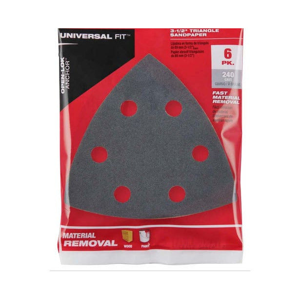 MILWAUKEE 6 piece OPEN-LOK 240 Grit Sand Paper 49252240