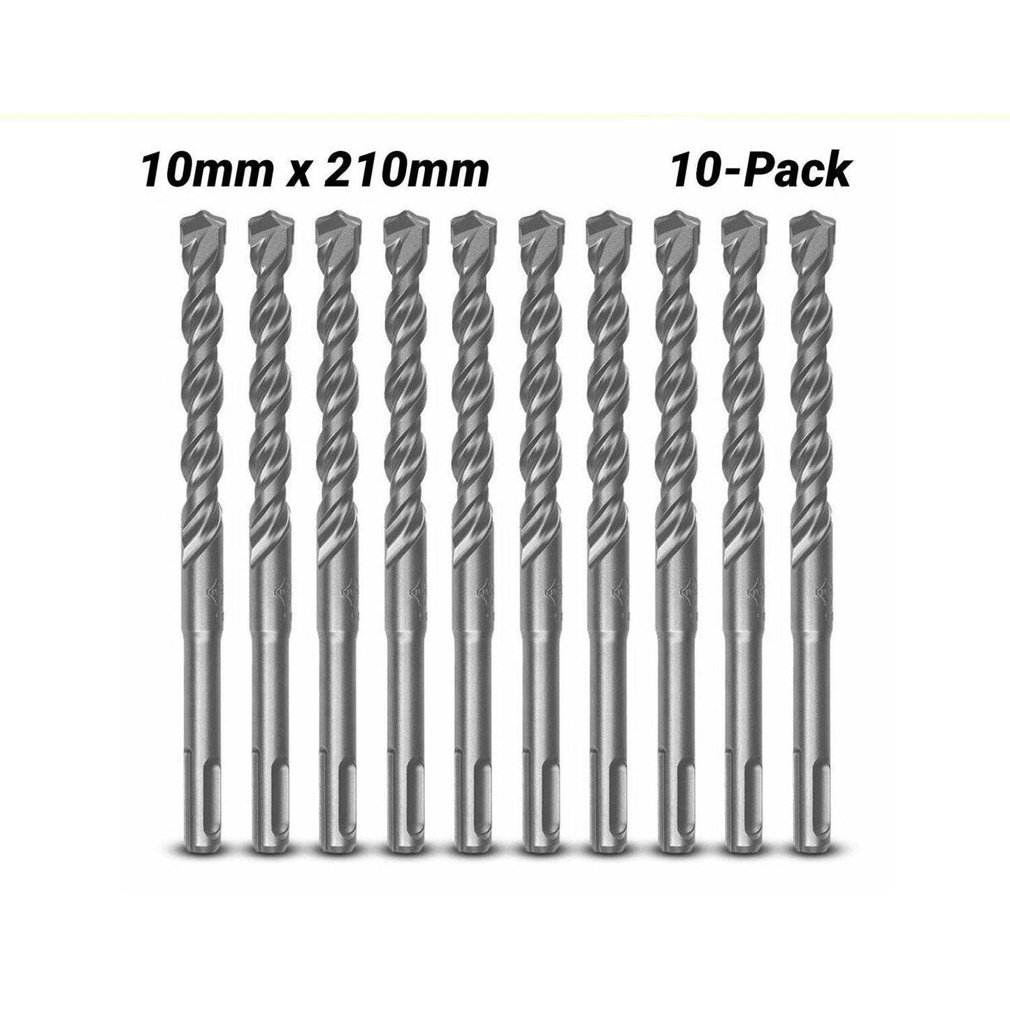 Milwaukee 4932371709 10-Pack 10mm x 210mm SDS Plus M2 2-Cut Drill Bit