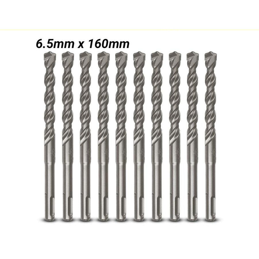 Milwaukee 4932399338 10-Pack 6.5mm x 160mm SDS-Plus TCT M2 2-Cutter Hammer Drill Bit