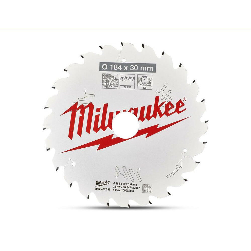 Milwaukee 4932471297 184mm (7-1/4") x 30mm 24T Framing Circular Saw Blade