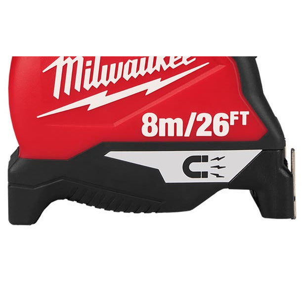 MILWAUKEE 8m/26ft Compact Magnetic Tape Measure 4932498771T
