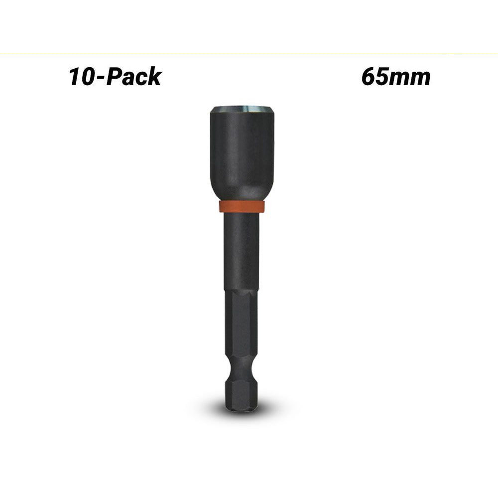 Milwaukee 49664736A 10-Pack SHOCKWAVE™ 7/16" x 65mm (2-1/2") Power Bit Magnetic Nutdriver