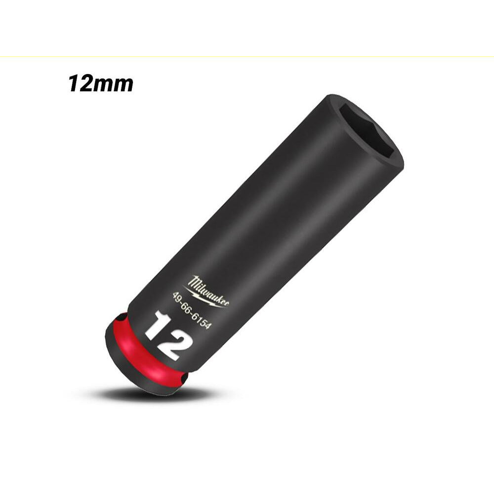 Milwaukee 49666154 12mm 3/8" Drive Shockwave Metric Deep 6 Point Impact Socket