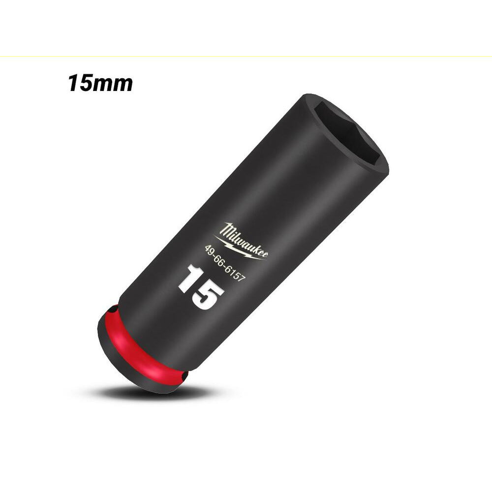 Milwaukee 49666157 15mm 3/8" Drive Shockwave Metric Deep 6 Point Impact Socket