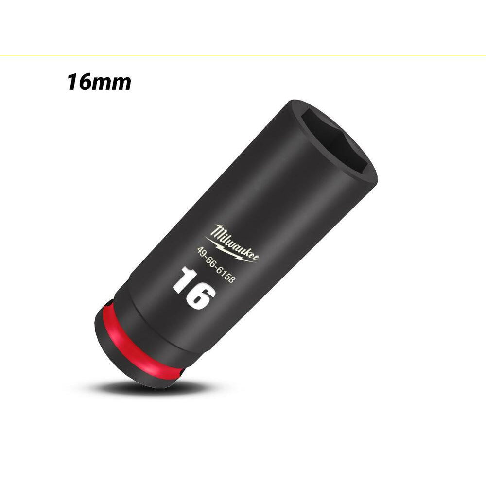 Milwaukee 49666158 16mm 3/8" Drive Shockwave Metric Deep 6 Point Impact Socket