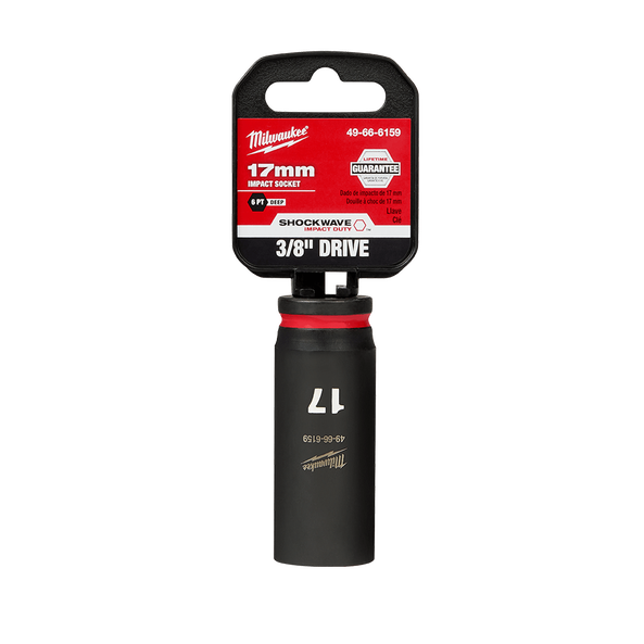 Milwaukee SHOCKWAVE 3/8in Drive 17mm Deep 6 Point Impact Socket 49666159