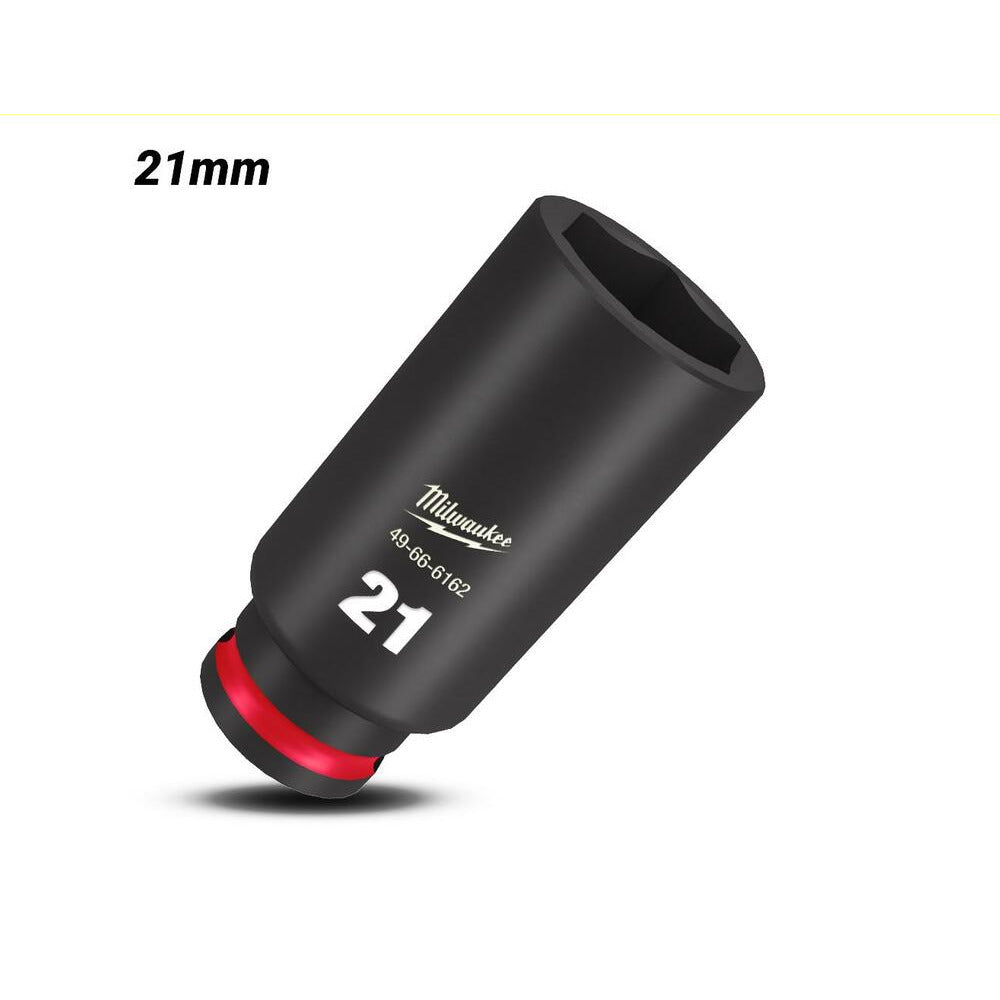 Milwaukee 49666162 21mm 3/8" Drive Shockwave Metric Deep 6 Point Impact Socket