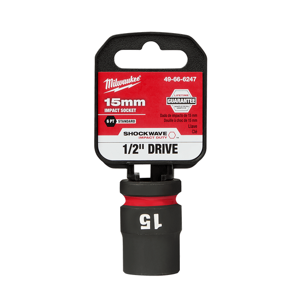 Milwaukee SHOCKWAVE 1/2in Drive 15mm Standard 6 Point Impact Socket 49666247