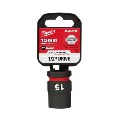 Milwaukee SHOCKWAVE 1/2in Drive 15mm Standard 6 Point Impact Socket 49666247