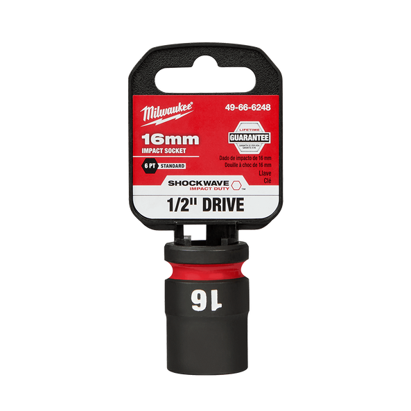 Milwaukee SHOCKWAVE 1/2in Drive 16mm Standard 6 Point Impact Socket 49666248