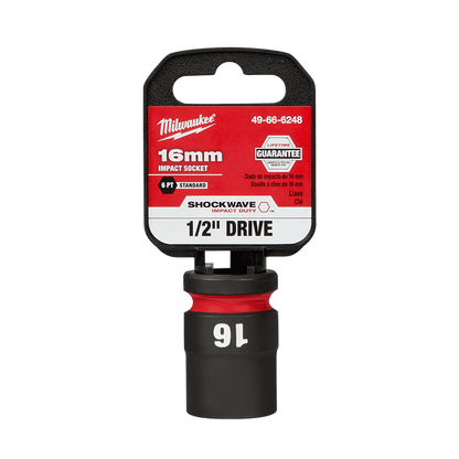 Milwaukee SHOCKWAVE 1/2in Drive 16mm Standard 6 Point Impact Socket 49666248