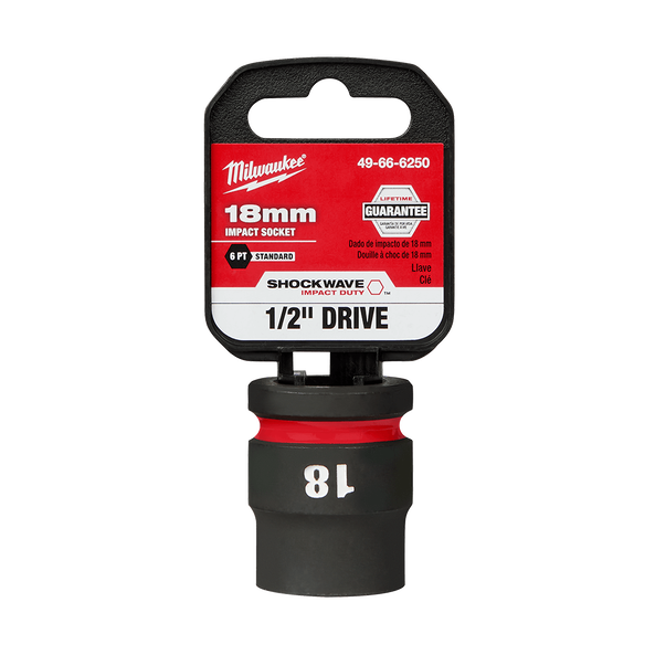 Milwaukee SHOCKWAVE 1/2in Drive 18mm Standard 6 Point Impact Socket 49666250