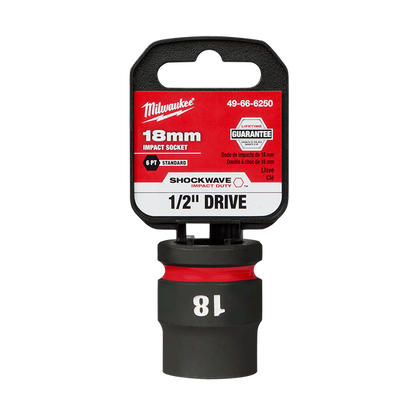 Milwaukee SHOCKWAVE 1/2in Drive 18mm Standard 6 Point Impact Socket 49666250