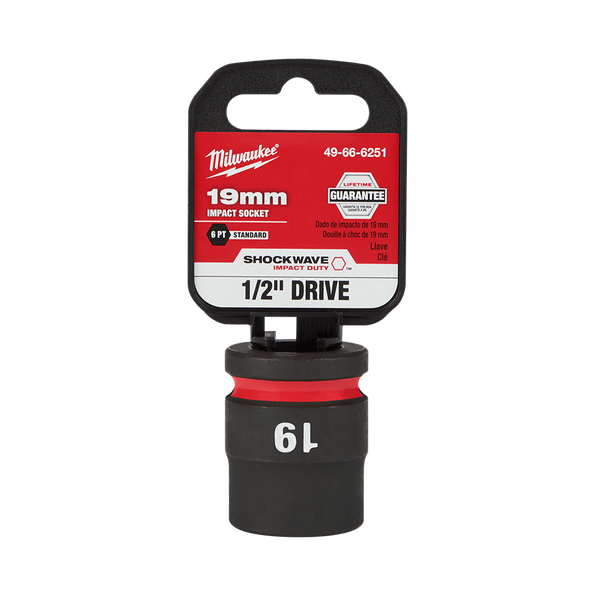 Milwaukee SHOCKWAVE 1/2in Drive 19mm Standard 6 Point Impact Socket 49666251