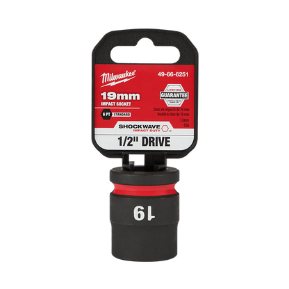 Milwaukee SHOCKWAVE 1/2in Drive 19mm Standard 6 Point Impact Socket 49666251