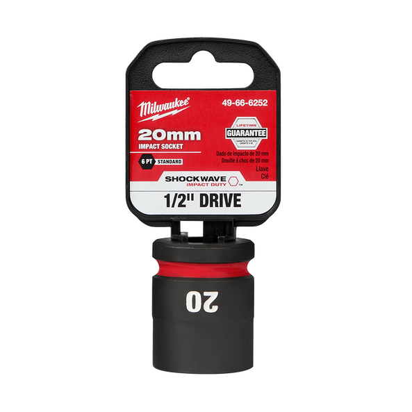 Milwaukee SHOCKWAVE 1/2in Drive 20mm Standard 6 Point Impact Socket 49666252
