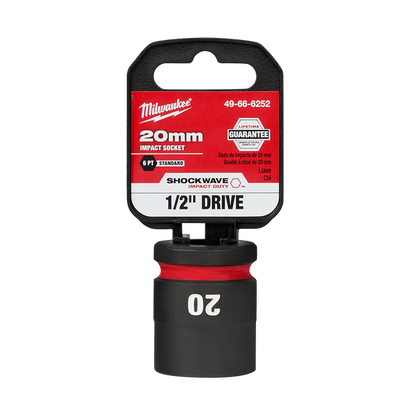 Milwaukee SHOCKWAVE 1/2in Drive 20mm Standard 6 Point Impact Socket 49666252