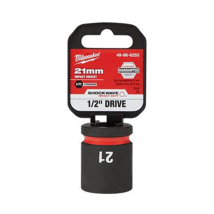 Milwaukee SHOCKWAVE 1/2in Drive 21mm Standard 6 Point Impact Socket 49666253
