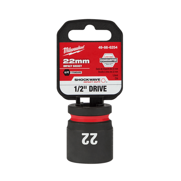 Milwaukee SHOCKWAVE 1/2in Drive 22mm Standard 6 Point Impact Socket 49666254