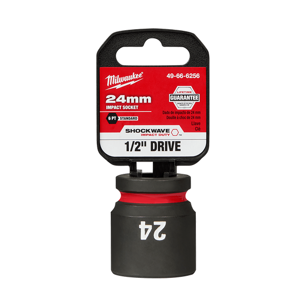 Milwaukee SHOCKWAVE 1/2in Drive 24mm Standard 6 Point Impact Socket 49666256