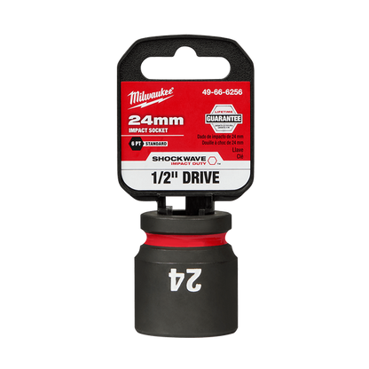 Milwaukee SHOCKWAVE 1/2in Drive 24mm Standard 6 Point Impact Socket 49666256
