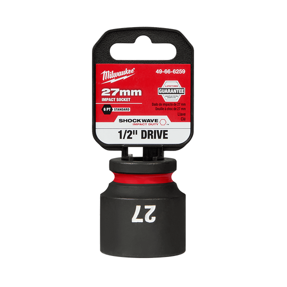 Milwaukee SHOCKWAVE 1/2in Drive 27mm Standard 6 Point Impact Socket 49666259