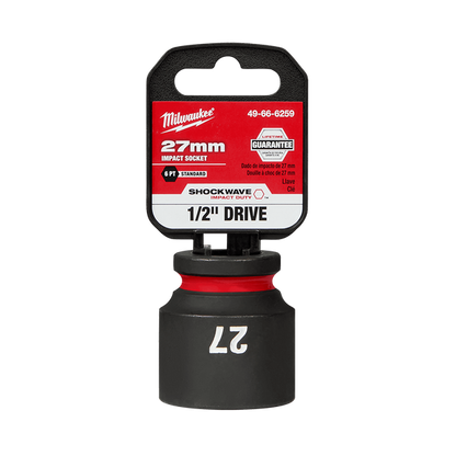 Milwaukee SHOCKWAVE 1/2in Drive 27mm Standard 6 Point Impact Socket 49666259