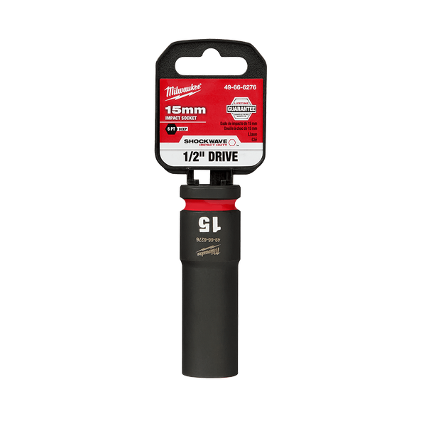 Milwaukee SHOCKWAVE 1/2in Drive 15mm Deep 6 Point Impact Socket 49666276