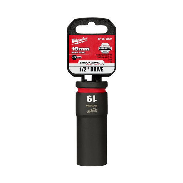Milwaukee SHOCKWAVE 1/2in Drive 19mm Deep 6 Point Impact Socket 49666280