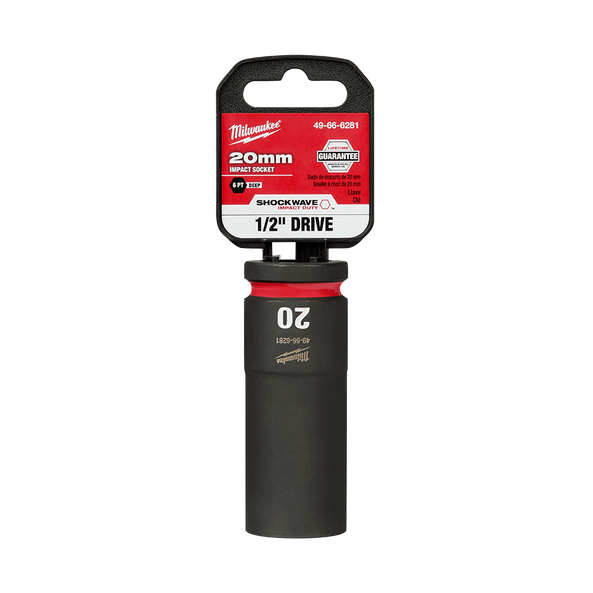 Milwaukee SHOCKWAVE 1/2in Drive 20mm Deep 6 Point Impact Socket 49666281