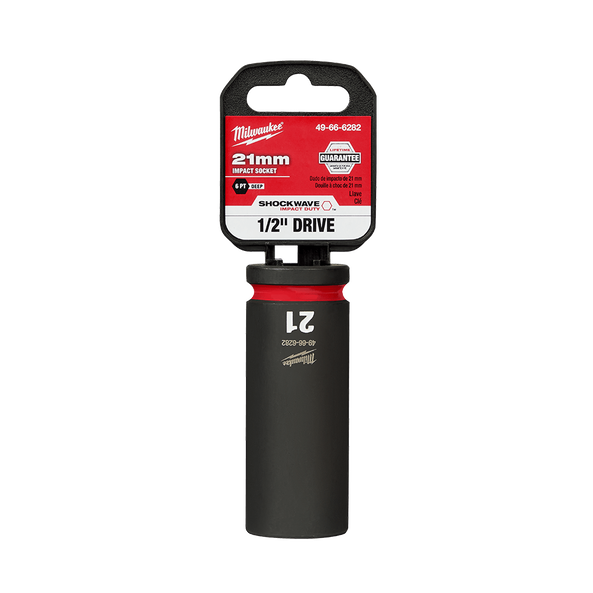Milwaukee SHOCKWAVE 1/2in Drive 21mm Deep 6 Point Impact Socket 49666282