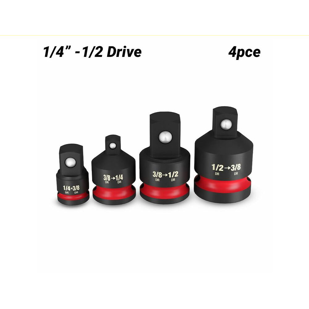 Milwaukee 49666716 4pce SHOCKWAVE 1/4"- 1/2" Drive Adapter Set
