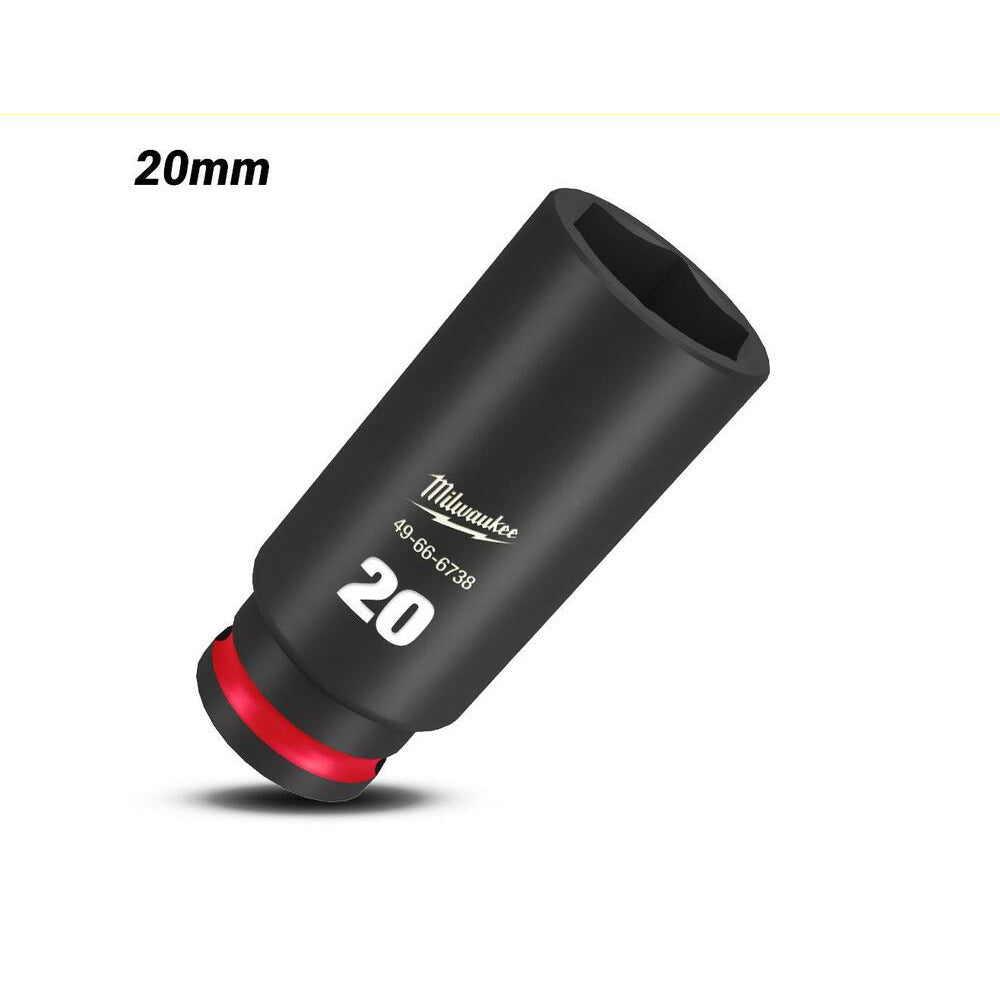 Milwaukee 49666738 20mm 3/8" Drive Shockwave Metric Deep 6 Point Impact Socket
