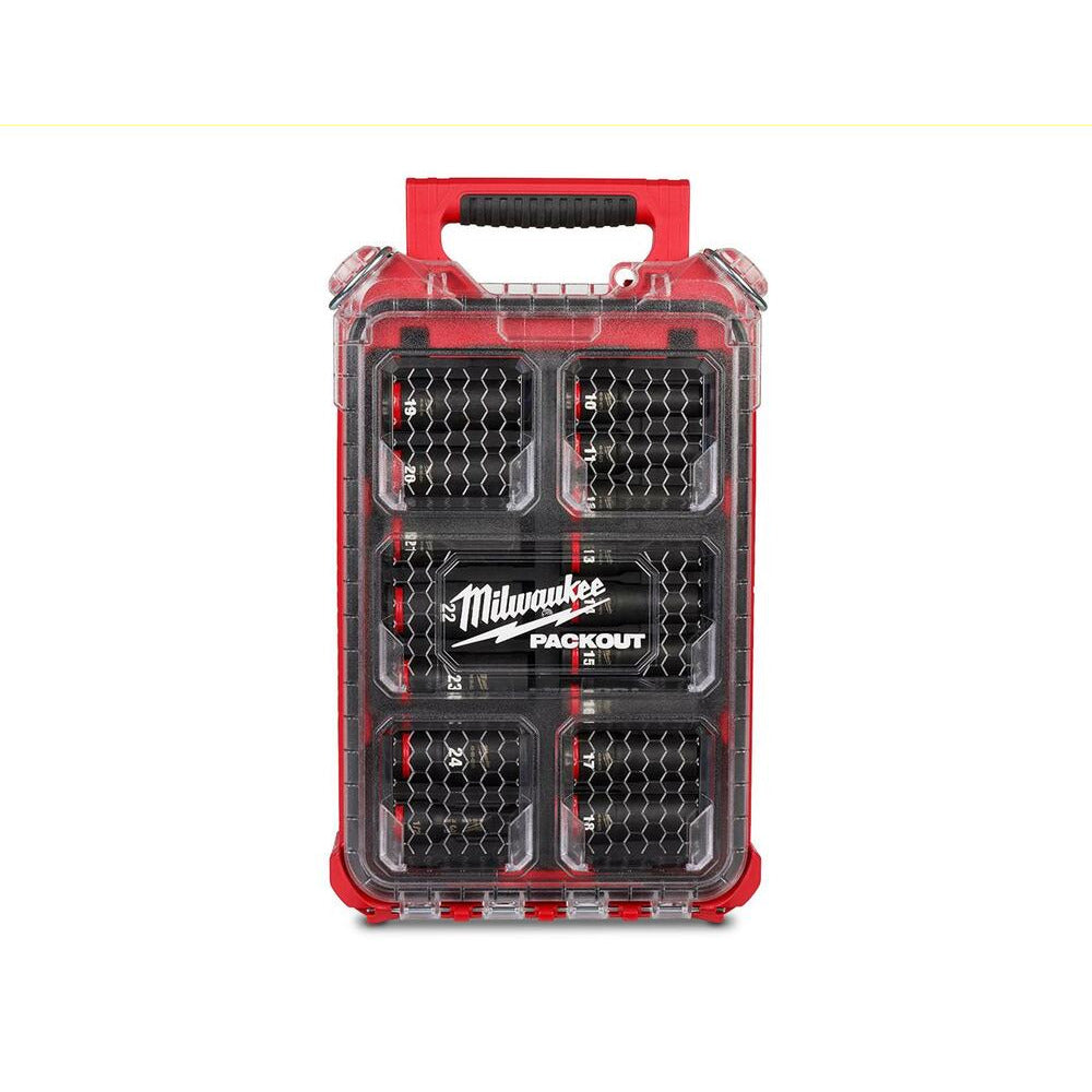 Milwaukee 49666803 SHOCKWAVE 16pce 1/2" Drive Metric Deep Impact Socket PACKOUT Set