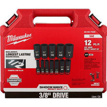 Milwaukee SHOCKWAVE 3/8in Drive 12PC SAE Deep 6 Point Impact Socket Set 49667006