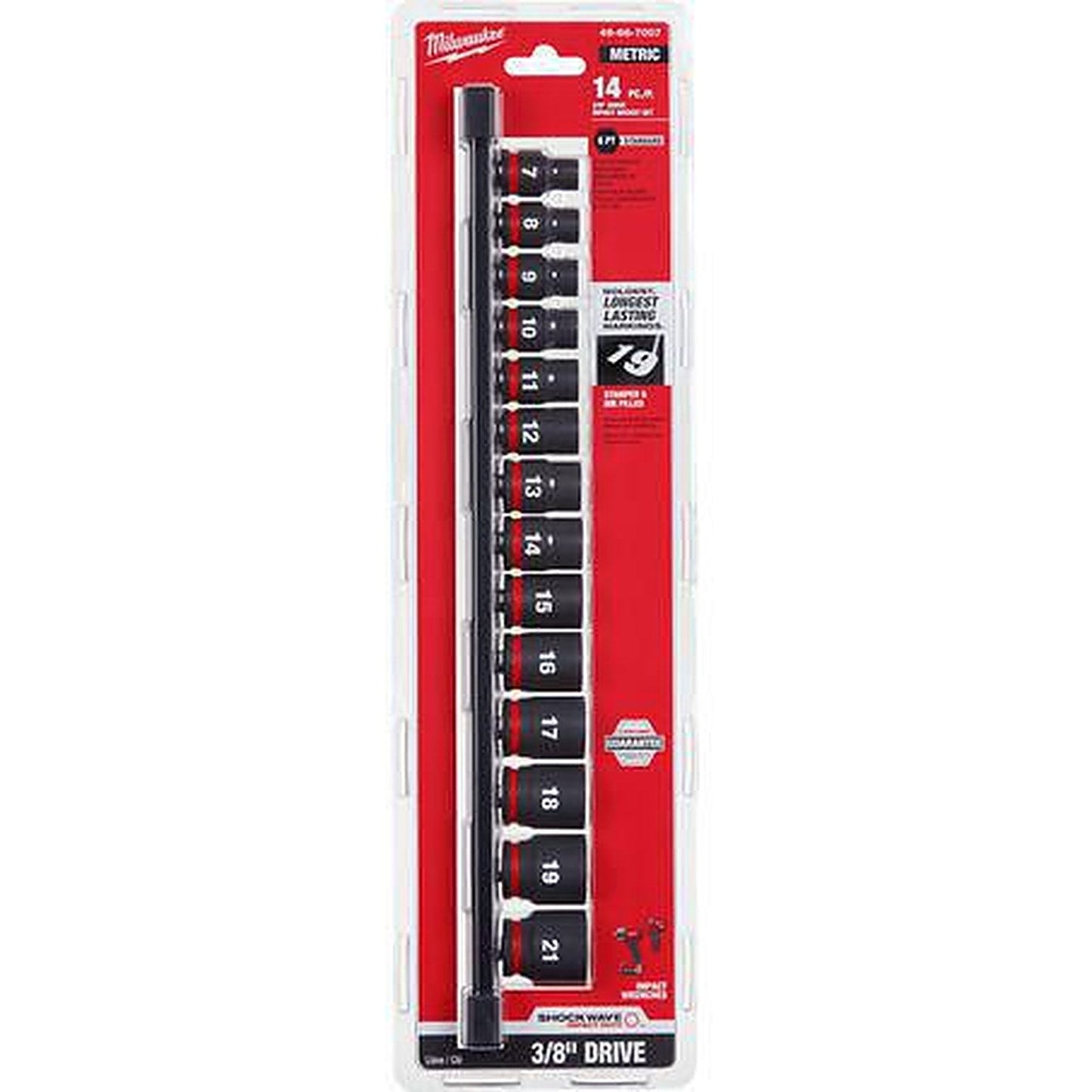 Milwaukee SHOCKWAVE 3/8in Drive 14PC Metric Standard 6 Point Impact Socket Set 49667007