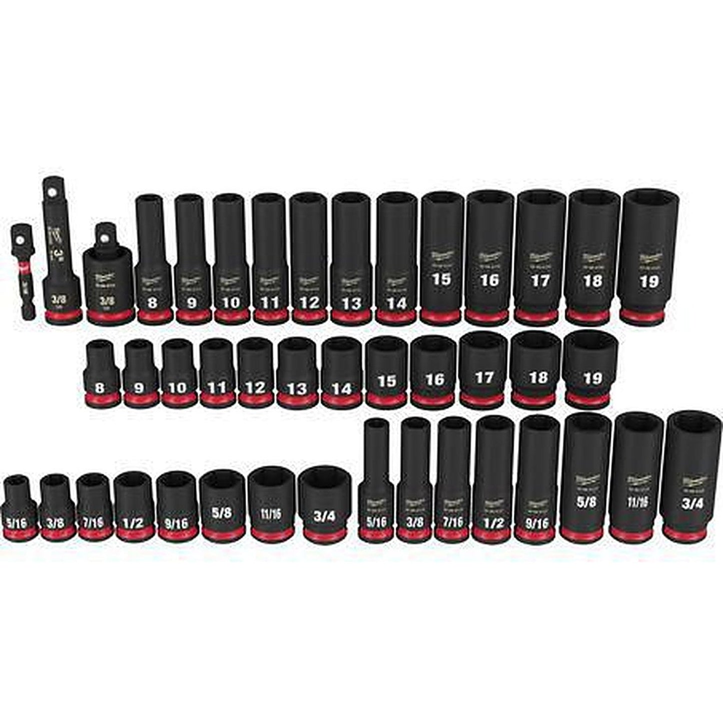 Milwaukee SHOCKWAVE 3/8in Drive 43PC SAE & Metric 6 Point Impact Socket Set 49667009