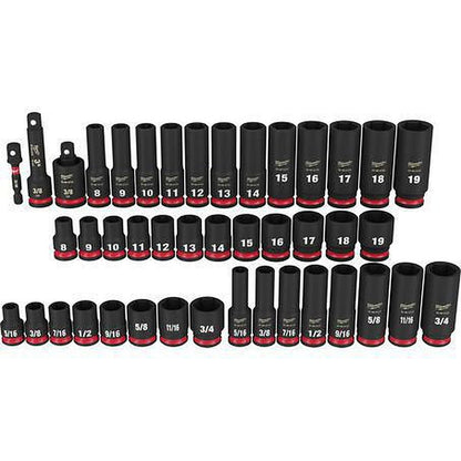 Milwaukee SHOCKWAVE 3/8in Drive 43PC SAE & Metric 6 Point Impact Socket Set 49667009