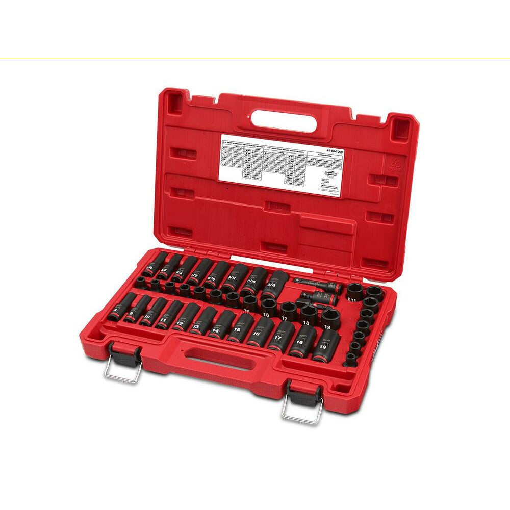 Milwaukee 49667009 Shockwave 3/8" Drive 43pce SAE & Metric Deep 6 Point Impact Socket Set