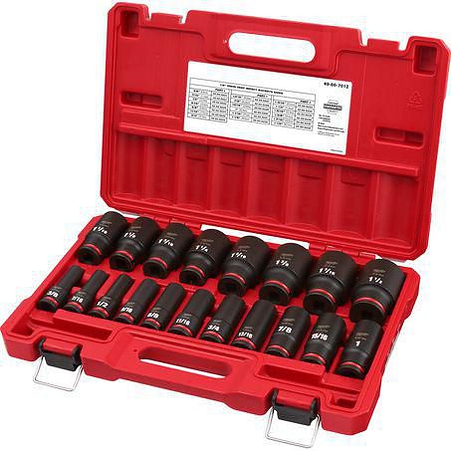 Milwaukee SHOCKWAVE Impact Duty 1/2in Drive 19PC SAE Deep 6 Point Impact Socket Set 49667012