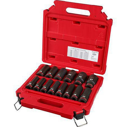 Milwaukee SHOCKWAVE 1/2in Drive 14PC Metric Deep 6 Point Impact Socket Set 49667014