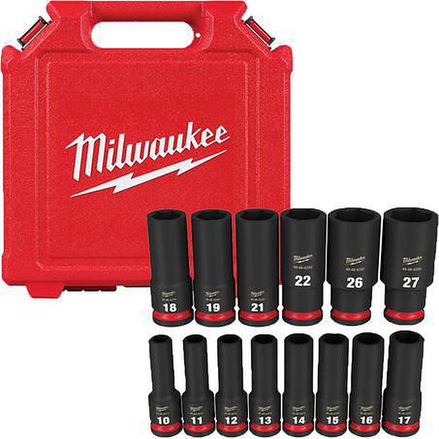 Milwaukee SHOCKWAVE 1/2in Drive 14PC Metric Deep 6 Point Impact Socket Set 49667014